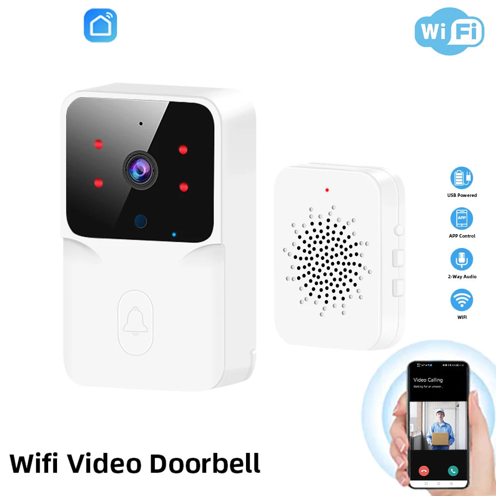 Campainha de vídeo wi-fi, telefone sem fio, sistema de intercomunicação bidirecional, visão noturna ir, campainha de segurança para casa inteligente, monitor de câmera