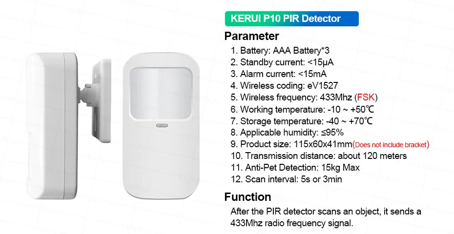 Central de Alarme KERUI G70 Tuya WiFi 4G Tela Touch 7" + Sensor PIR P10 FSK 100 Zonas Sistema Inteligente - KERUI