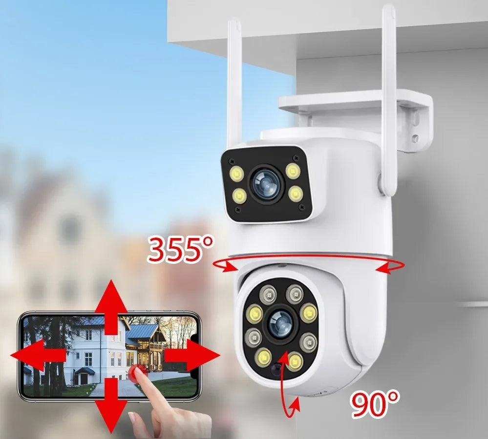 Tuya câmera solar inteligente wifi lente dupla 8mp sem fio ao ar livre câmera de vigilância de vídeo bateria ptz cctv duas telas detecção pir