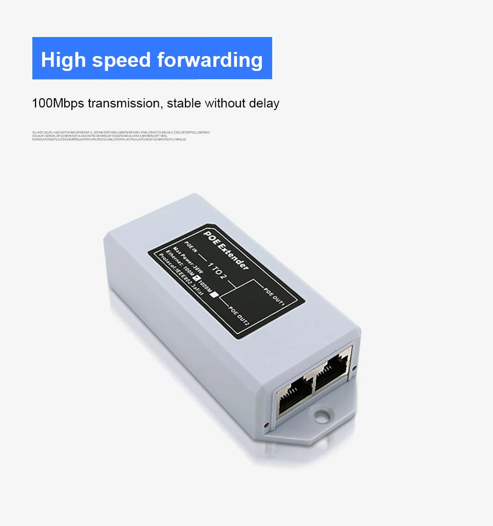Extensor PoE OMAY 1 para 2 Portas Gigabit - IEEE 802.3af/at 48V 100/1000Mbps Extensão 100m Câmera IP NVR