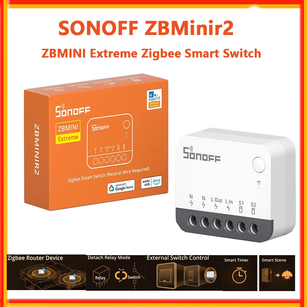Interruptor Inteligente SONOFF ZBMini R2 Zigbee - Módulo DIY - Alexa e Google Home - eWeLink