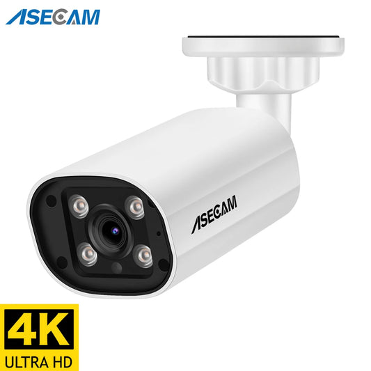 ASECAM 8MP 4K POE Câmera de Segurança IP com Microfone Embutido Onvif Detecção Hunman Externa 4MP Camera de Vigilância