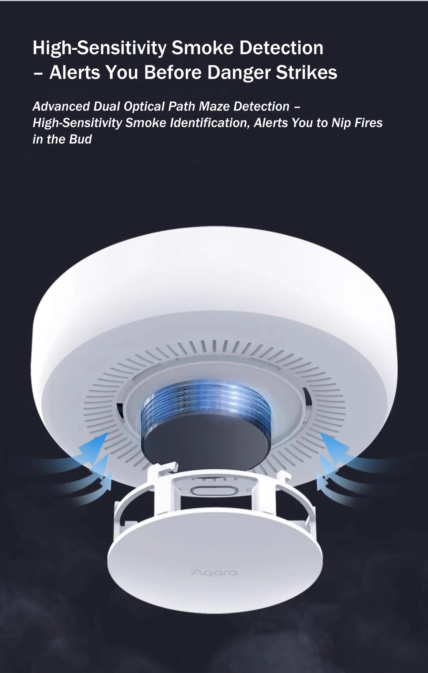 Aqara matéria detector de fumaça sensor monitor alarme incêndio zigbee 3.0 alerta som segurança em casa inteligente trabalho com mi casa homekit app