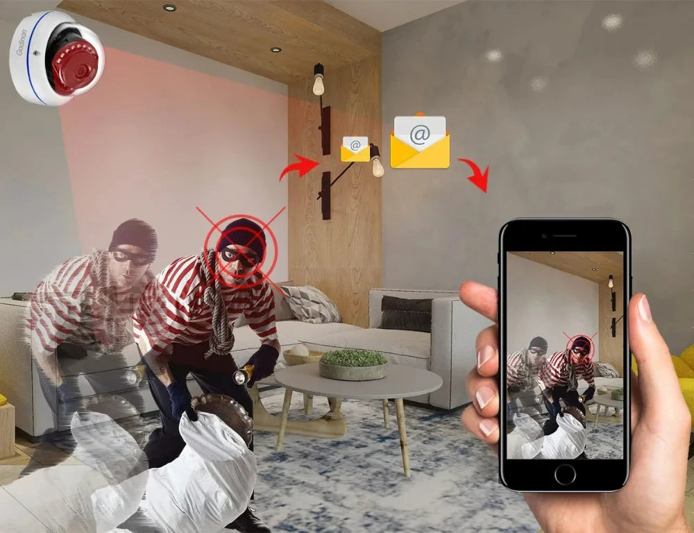 Câmera IP POE Dome 8MP 4K Grande Angular Detecção Rosto Antivandalismo Metal ONVIF Gadinan