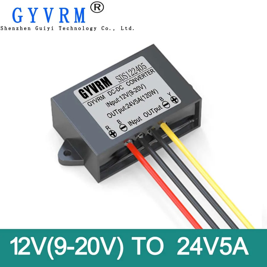 Conversor DC Step-Up 12V para 24V 5A 120W Regulador de Tensão IP68 GYVRM