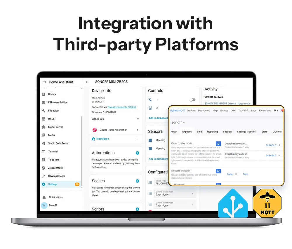 Interruptor Inteligente Zigbee 3.0 2 Gang Ultra Compacto Controle Duplo SONOFF MINI DUO