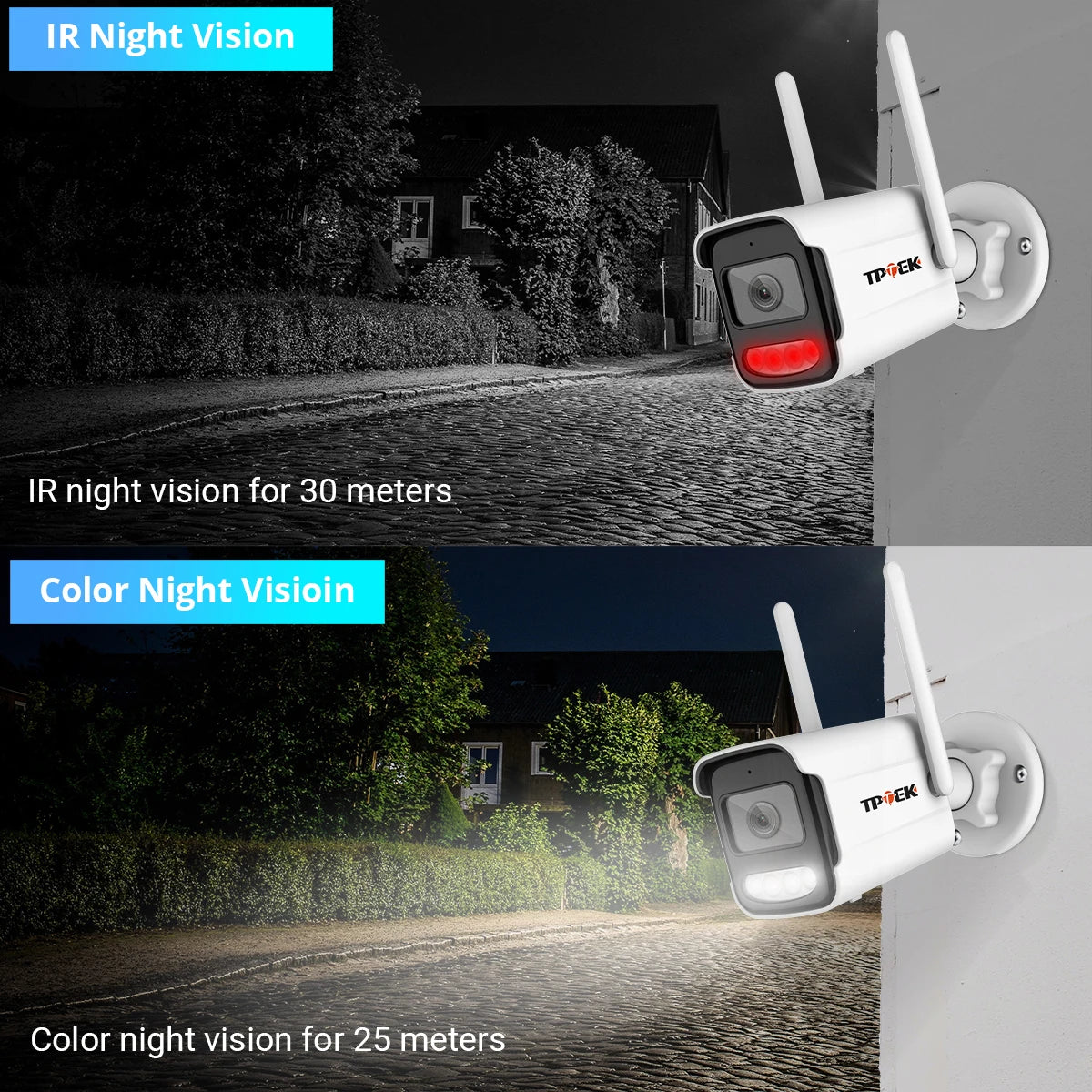 Câmera TPTEK 8MP 4K WiFi IP Bullet com IA Humana Visão Noturna 30m ONVIF IP66