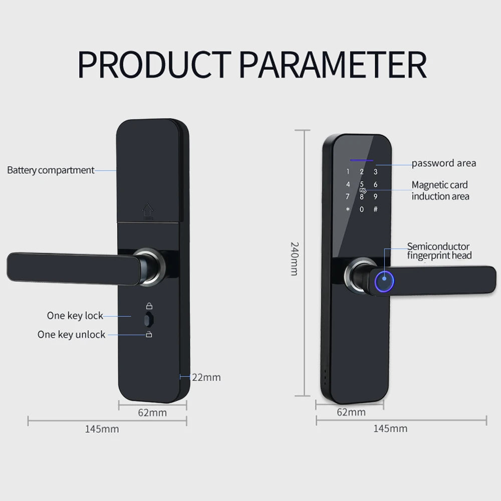 Raykube f005 ip65 à prova dip65 água tuya wifi fechadura eletrônica inteligente com impressão digital/cartão inteligente/senha/chave/desbloqueio de aplicativo