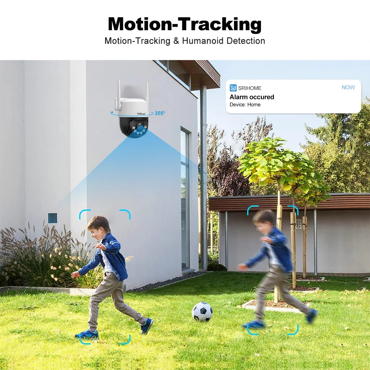 Srihome 8MP 4K WiFi PTZ Câmera Smart Color Night Vision IP66 Segurança externa 360 °   Cobertura Smart Auto Tracking SH072