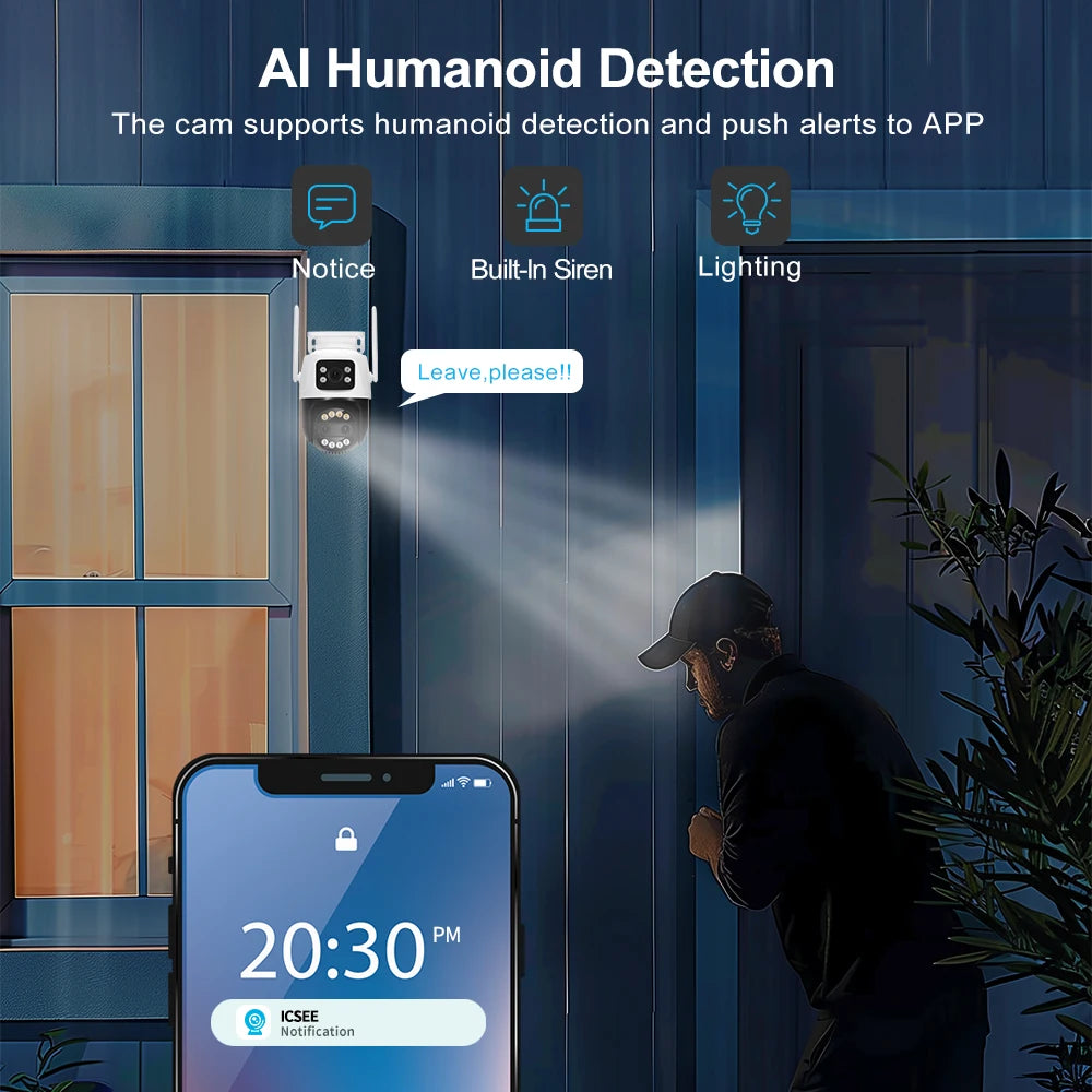 Câmera WiFi 12MP 6K Dome com Zoom 8X Detecção Humana IA Rastreamento Automático Alexa - ASECAM AS60WIC