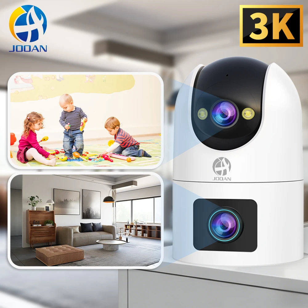 Câmera PTZ 3K JOOAN - Wi-Fi Dual Band com Lente Dupla, Zoom 5x e Rastreamento IA