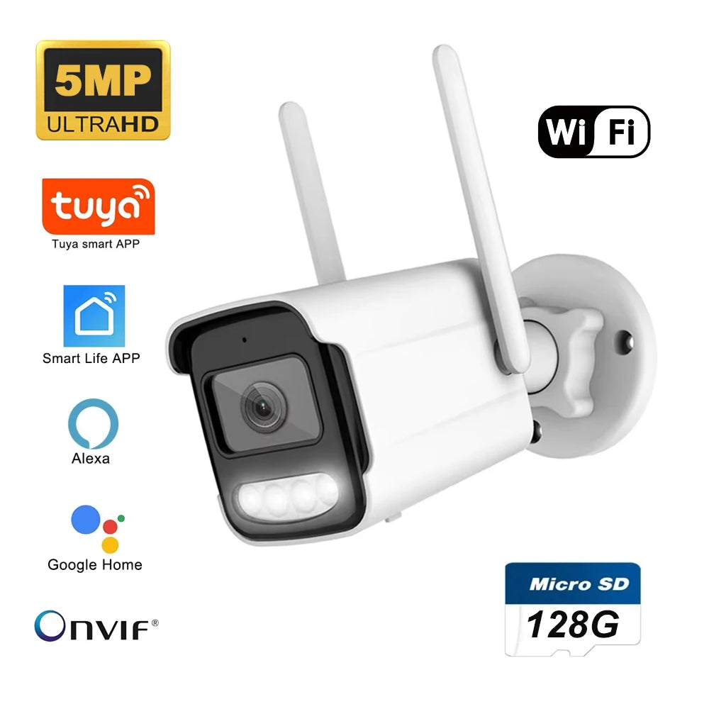 Tuya wifi câmera ip sem fio hd 5mp ai humano detectar câmera cctv bala vigilância ao ar livre proteção de segurança à prova dwaterproof água cam