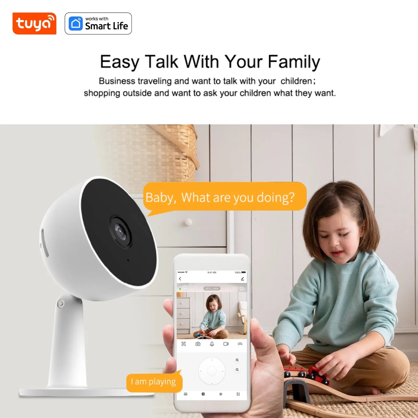 Tuya inteligente 3mp hd câmera de segurança doméstica interna para bebê/antigo/animal de estimação/babá, com alerta de aplicativo em tempo real, áudio bidirecional, detecção de corpo humano
