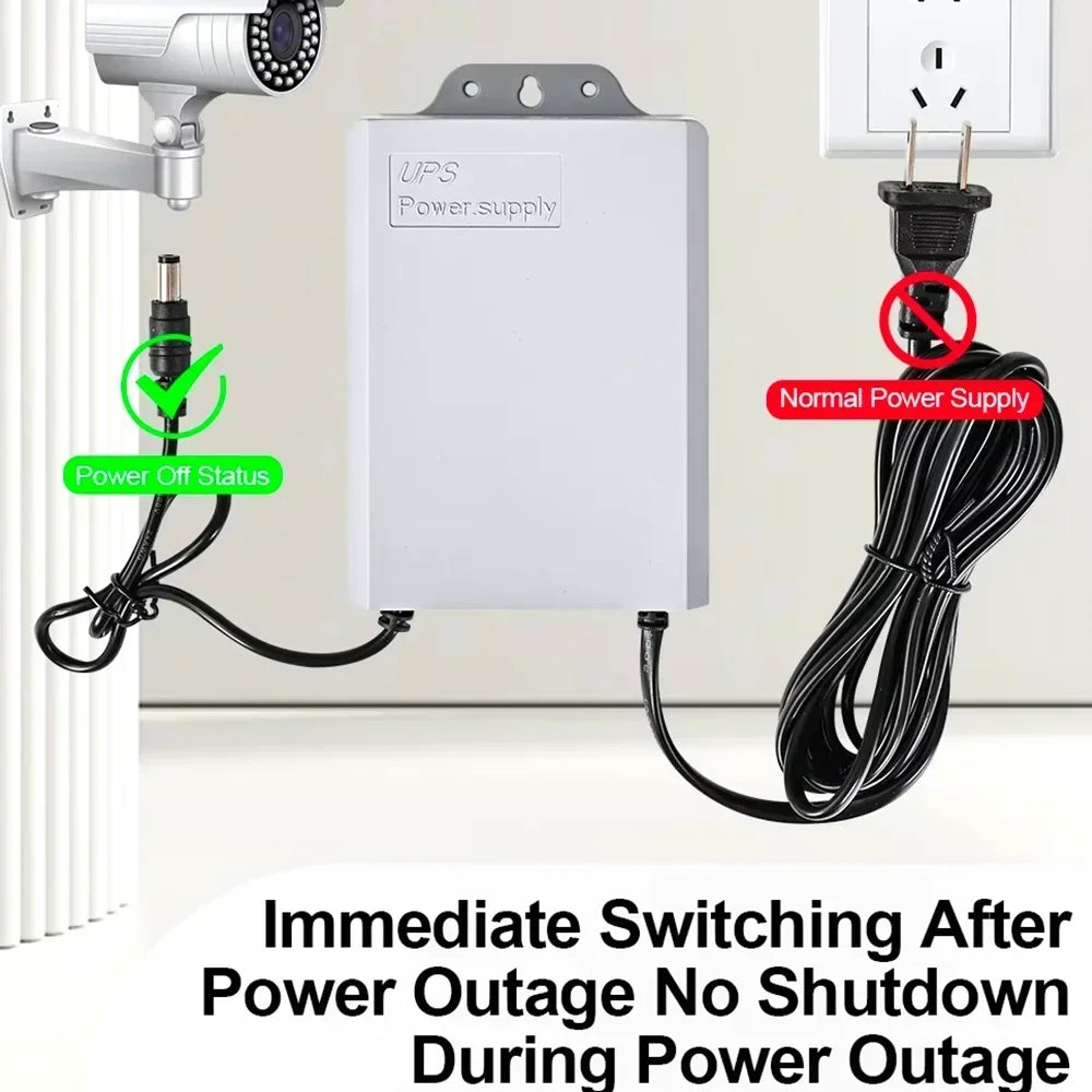 Fonte de Alimentação NOBREAK UPS 12V 2A com Bateria 5400mAh Backup À Prova D'Água para Câmera CCTV DiFang