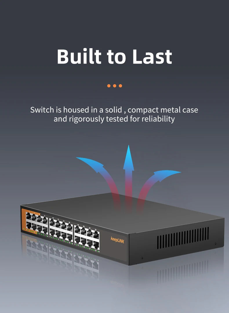 Switch Ethernet Gigabit de 24 portas KeepLiNK Plug and Play não gerenciado