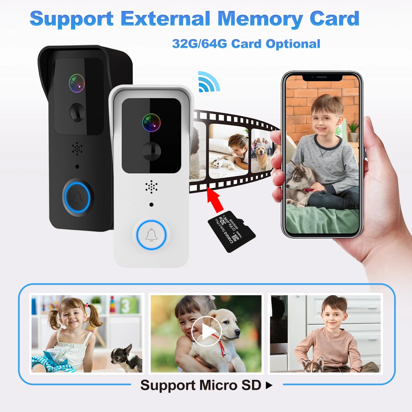 5G 2.4G WiFi Campainha de vídeo 1080P Tuya Smart Outdoor Wireless Intercom Câmera sem fio à prova d'água Ringing Bell