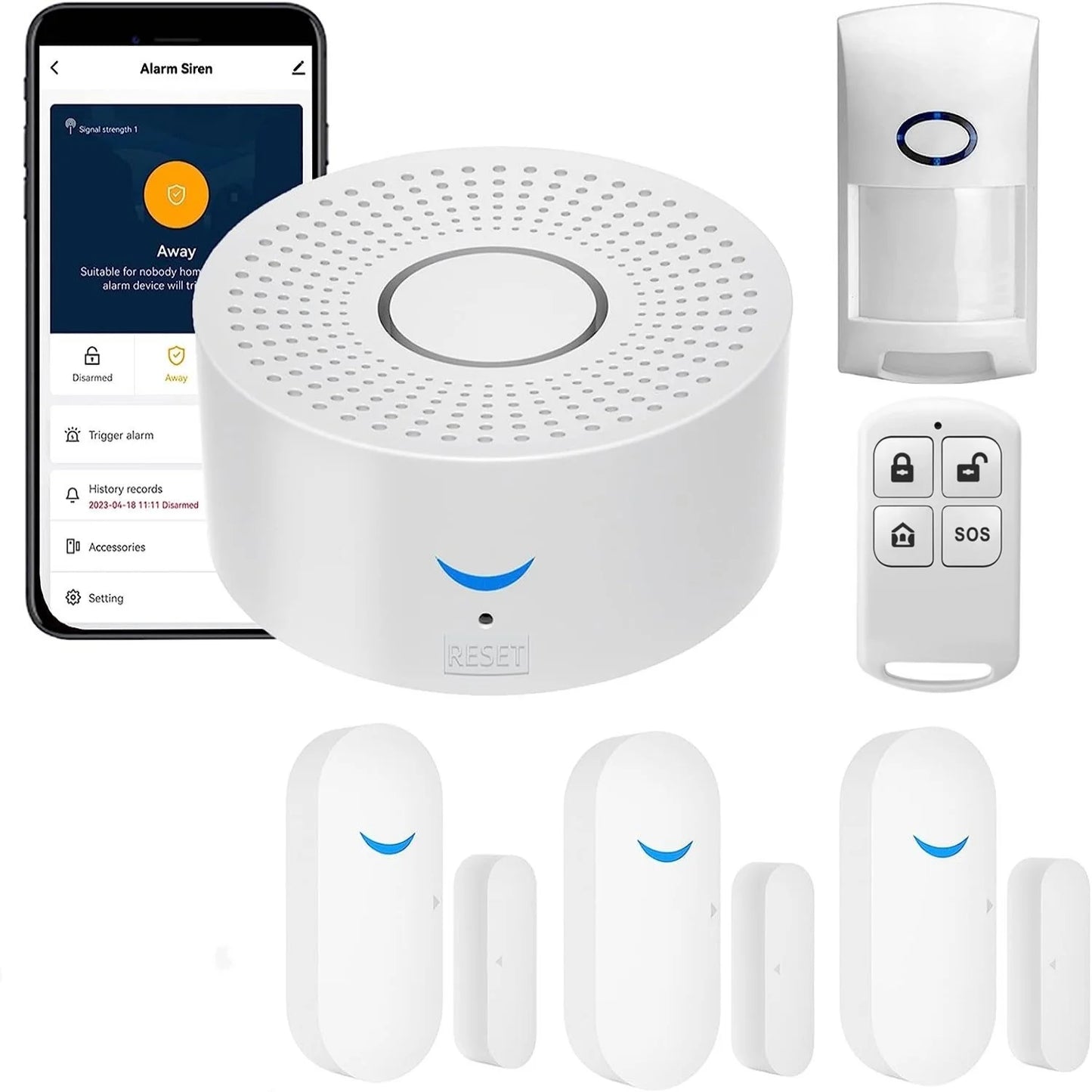 Tuya Wifi Smart Home Alarm System 433mhz Alarme de Segurança Assaltante Siren Smart Life App Controle Sem Fio Kits de Alarme Doméstico