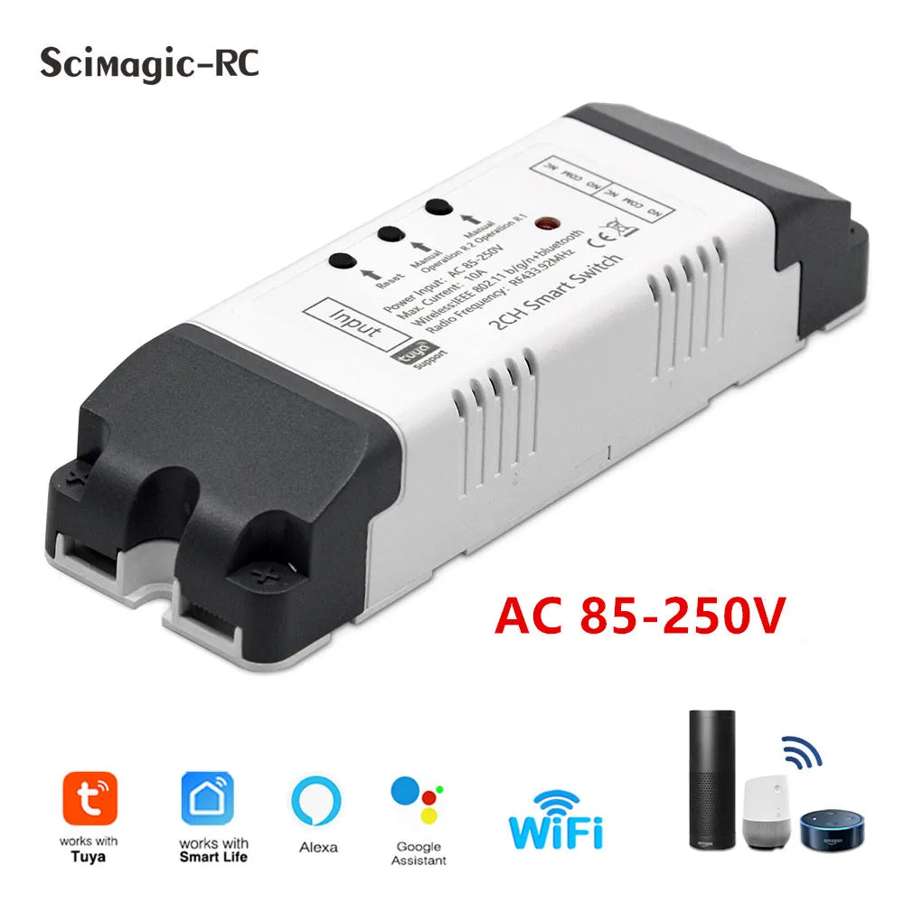 Tuya wifi inteligente portão de garagem interruptor do motor acesso porta elétrica dc 12v 24v 32v ac 220v 1/2ch módulo relé pulso rf433 remoto alexa