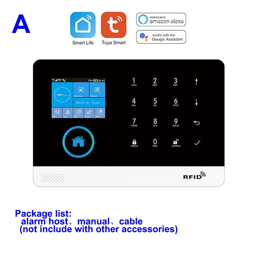 Taiboan sistema de alarme residencial sem fio, host wi-fi, 433mhz, detector de movimento contra roubo, detector de fumaça de incêndio, tuya smart life, controle por aplicativo