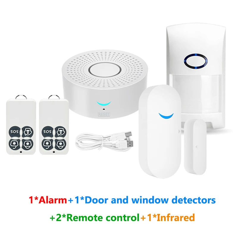Tuya wifi sistema de alarme de casa inteligente 120db alarmes de segurança contra roubo sirene vida inteligente app controle sem fio kits de alarme anti-roubo