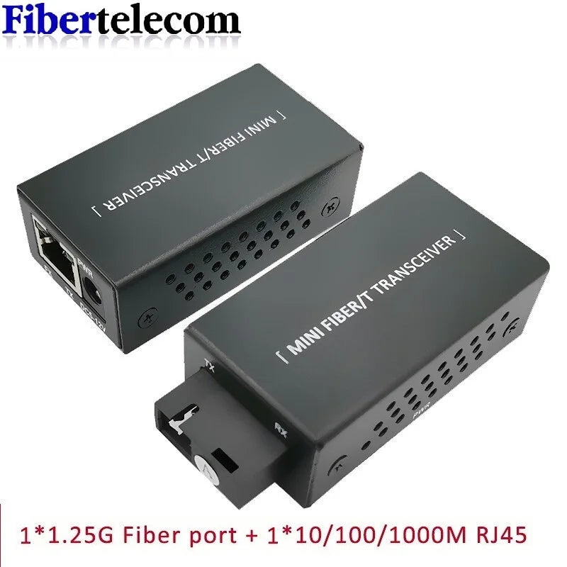 Conversor Mídia Óptica Fibra Mini Tapirapeco 1 Par - Gigabit 100/1000Mbps SC para RJ45 20km Ethernet Switch