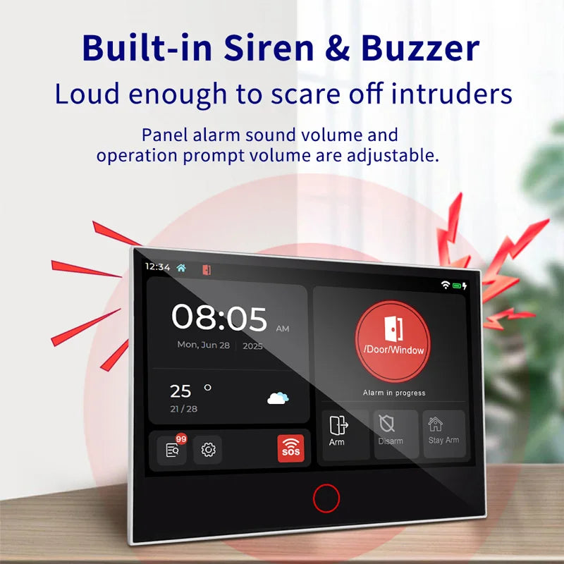 Central de Alarme KERUI G70 Tuya WiFi 4G Tela Touch 7" + Sensor PIR P10 FSK 100 Zonas Sistema Inteligente - KERUI