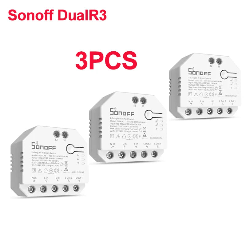 Sonoff duplo r3 relé duplo wifi interruptor inteligente controle em dois sentidos medição de energia rolo tons motor cortinas elétricas interruptor