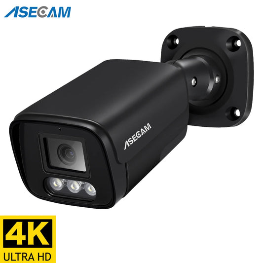 Câmera IP PoE 8MP 4K Bullet com Áudio Detecção Humana H.265 ONVIF IP67 - ASECAM