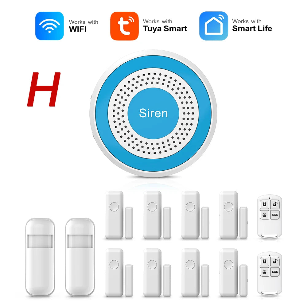 Tuya wifi sistema de alarme casa inteligente casa diy tuya sistema alarme porta sem fio sensor janela trabalho com alexa