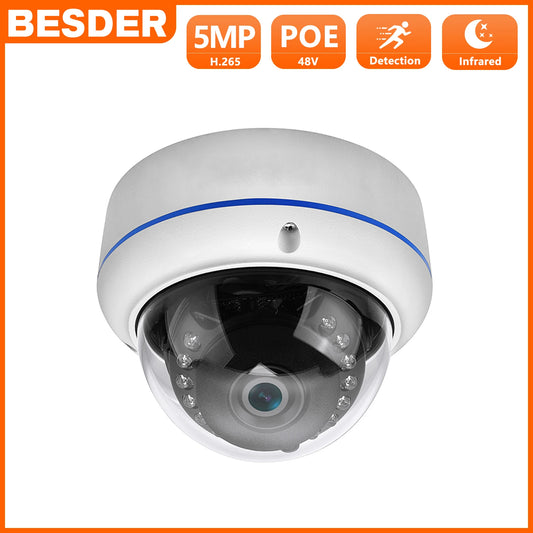 Besder h.265 5mp 2592*1944 câmera ip à prova de vandalismo câmera de vigilância vídeo dome cctv h.265 5mp 3mp 2mp câmera ip dc 12v 48v poe