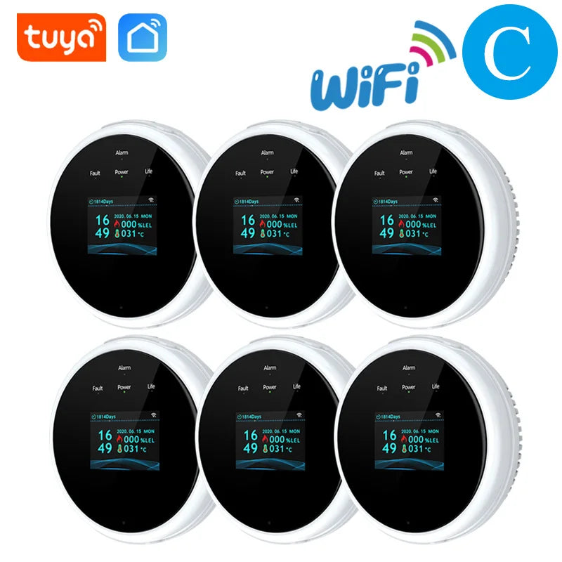 Tuya-Home Detector De Gás GLP, Alarme De Vazamento De Gás Natural, Display LED, Sensor De Vazamento, Controle APP Vida Inteligente, WiFi