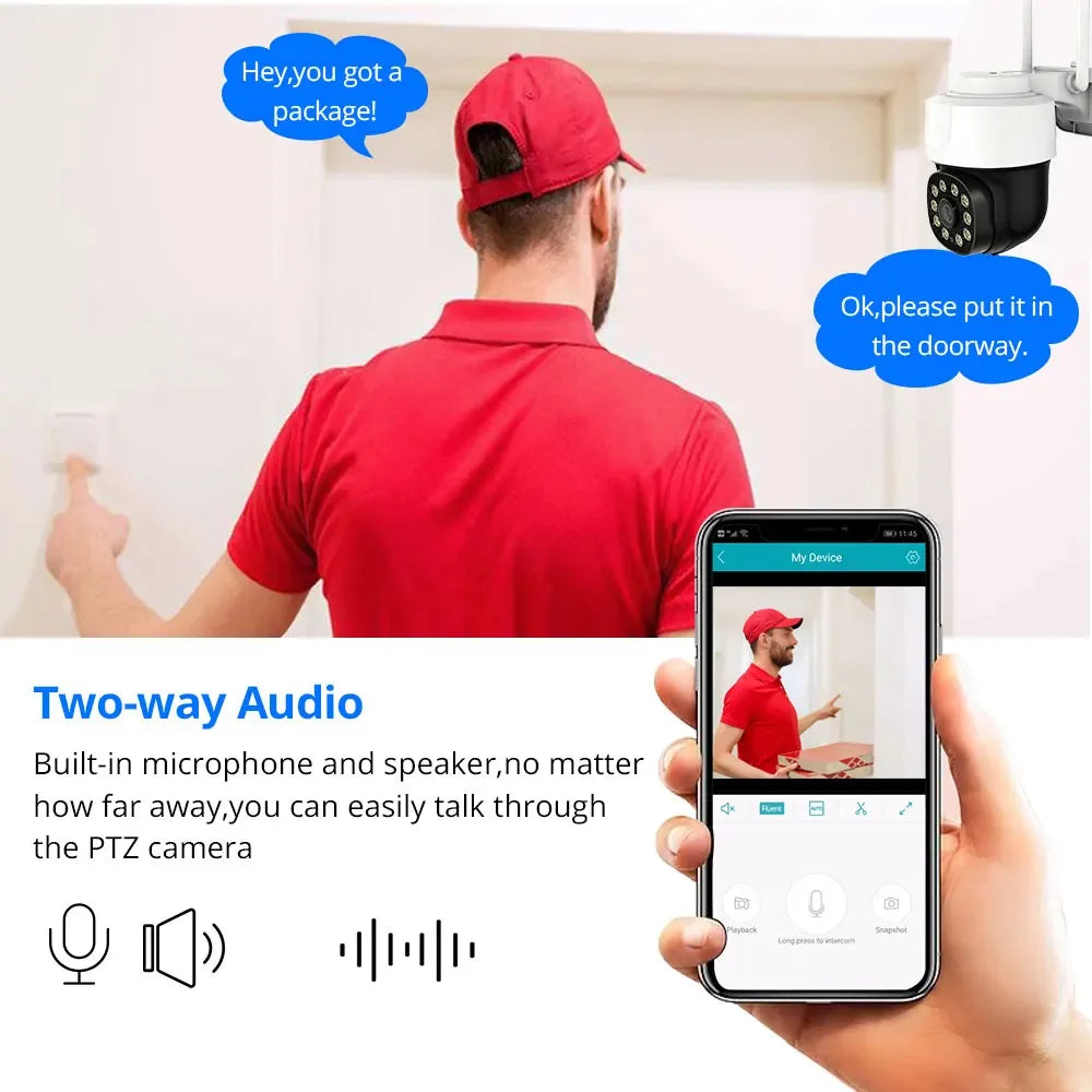 Tuya vida inteligente wifi câmera ptz ao ar livre de segurança em casa vigilância vídeo 5mp sem fio cctv câmeras ip rastreamento humano automático