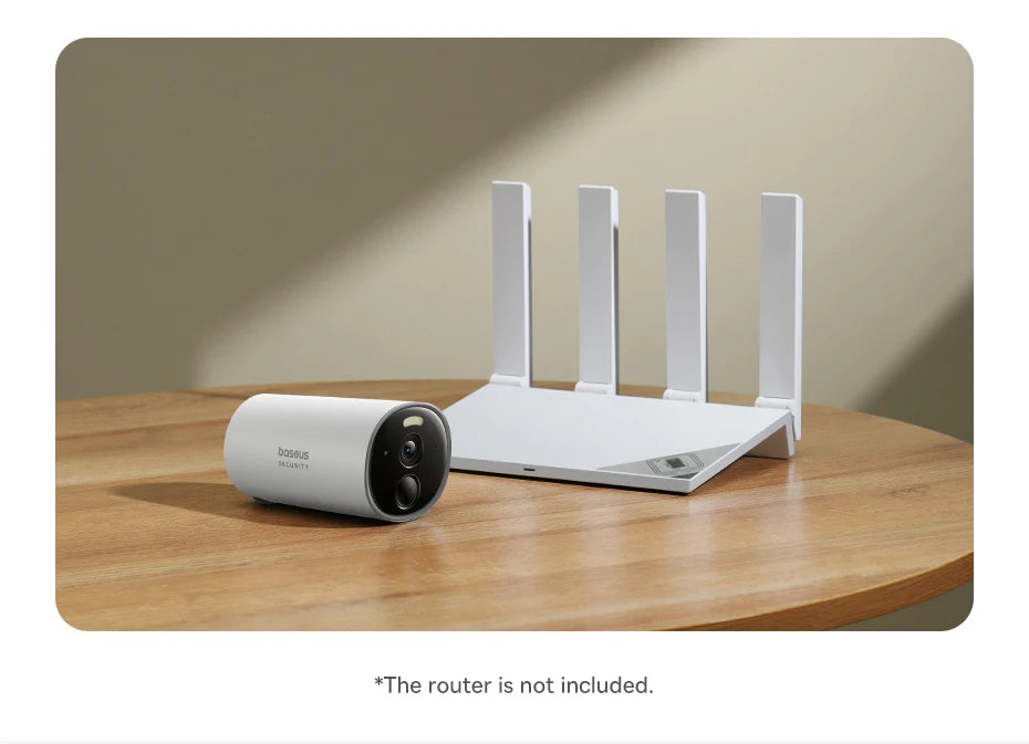 Câmera de Segurança Baseus B1 2K WiFi Sem Fio com Bateria 7800mAh, Gravação 24/7 e Armazenamento Interno 8GB