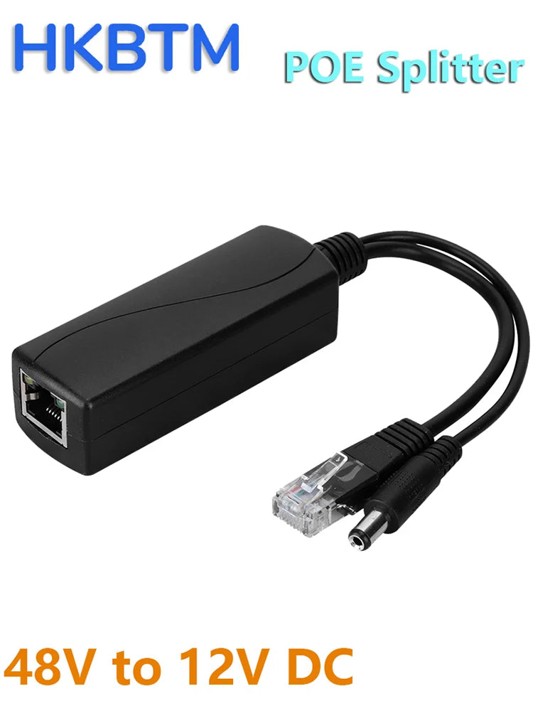 Divisor PoE 48V para 12V com Cabo Adaptador para Câmeras IP Hikvision Huawei HKBTM
