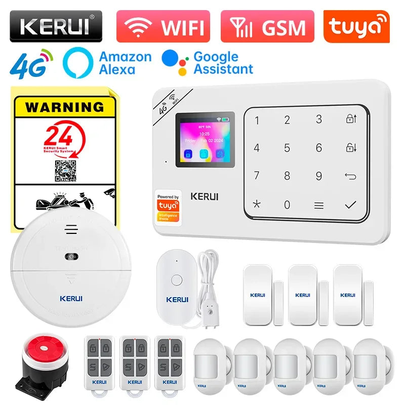 Sistema de Alarme Inteligente WiFi/4G com Sensor PIR Teclado e Alexa - Kerui W184 Tuya