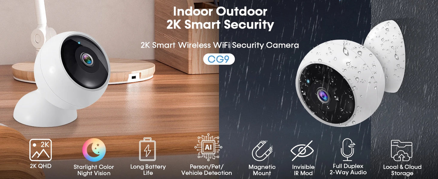 Câmera Dome Magnética ANSVICAM AN-CG9s 2K – Bateria 5800mAh, Pan 360°, IP66 e Detecção Humana por IA