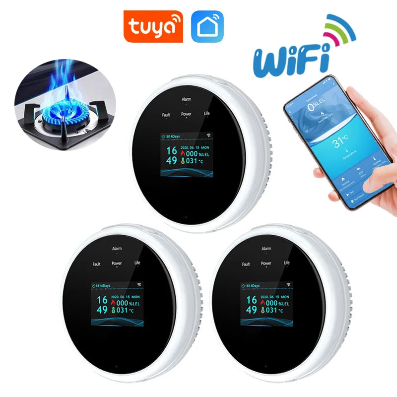Tuya-Home Detector De Gás GLP, Alarme De Vazamento De Gás Natural, Display LED, Sensor De Vazamento, Controle APP Vida Inteligente, WiFi