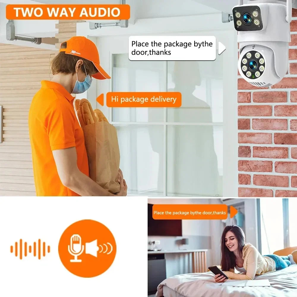 Tuya câmera ip de segurança sem fio ao ar livre 4k 8mp hd lente dupla externa wifi câmera ptz rastreamento automático câmera de vigilância de rua