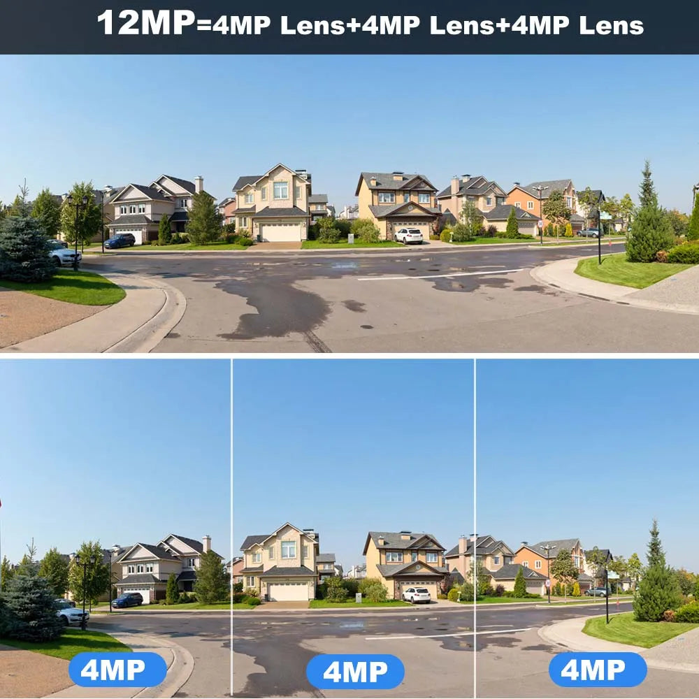 Câmera WiFi 12MP 6K Três Lentes Zoom 10x Rastreamento IA Visão Noturna Colorida CHAMOUS