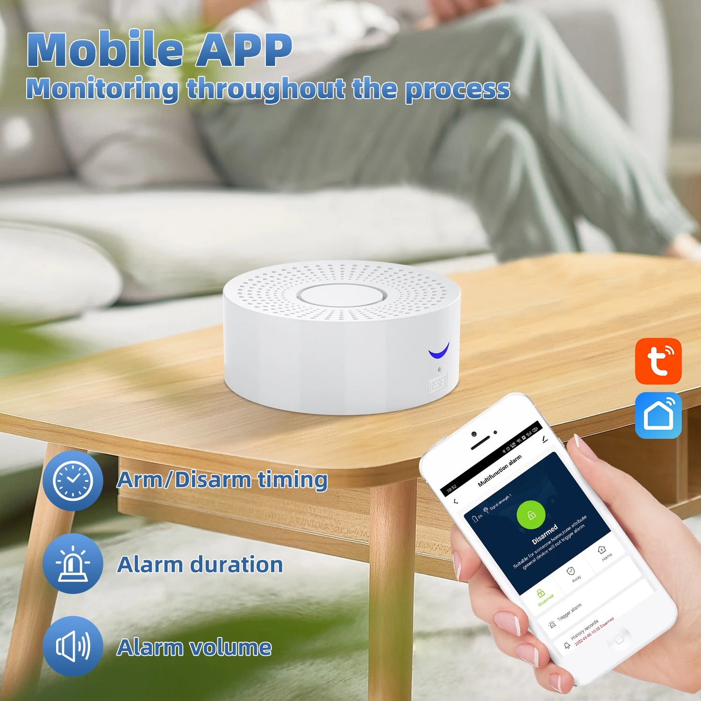 Tuya Wifi Smart Home Alarm System 433mhz Alarme de Segurança Assaltante Siren Smart Life App Controle Sem Fio Kits de Alarme Doméstico