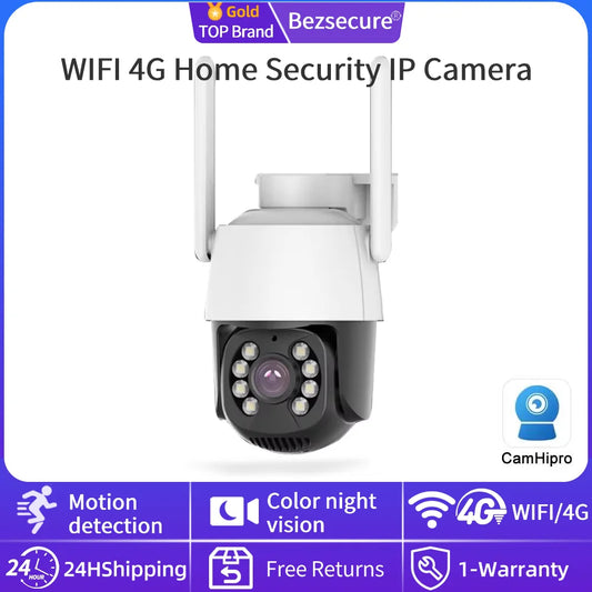 Câmera ip wi-fi 4g, segurança doméstica externa, rastreamento automático, câmera de detecção humana, wi-fi, cctv, câmera de vigilância, aplicativo camhi pro