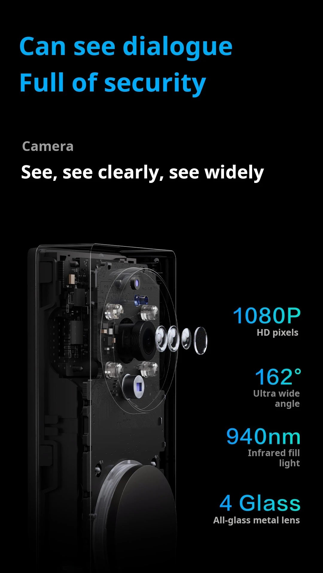 Aqara wi fi inteligente vídeo campainha g4 sem fio 1080p hd câmera ir alarme de segurança casa inteligente campainha da porta wi fi intercom para casa