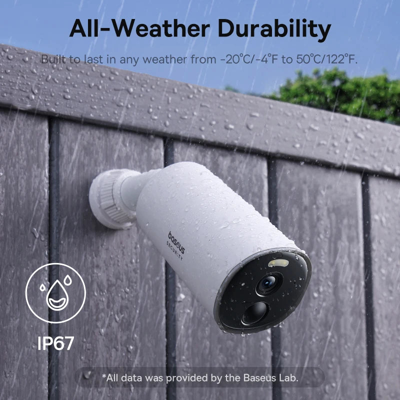 Câmera de Segurança Baseus B1 2K WiFi Sem Fio com Bateria 7800mAh, Gravação 24/7 e Armazenamento Interno 8GB