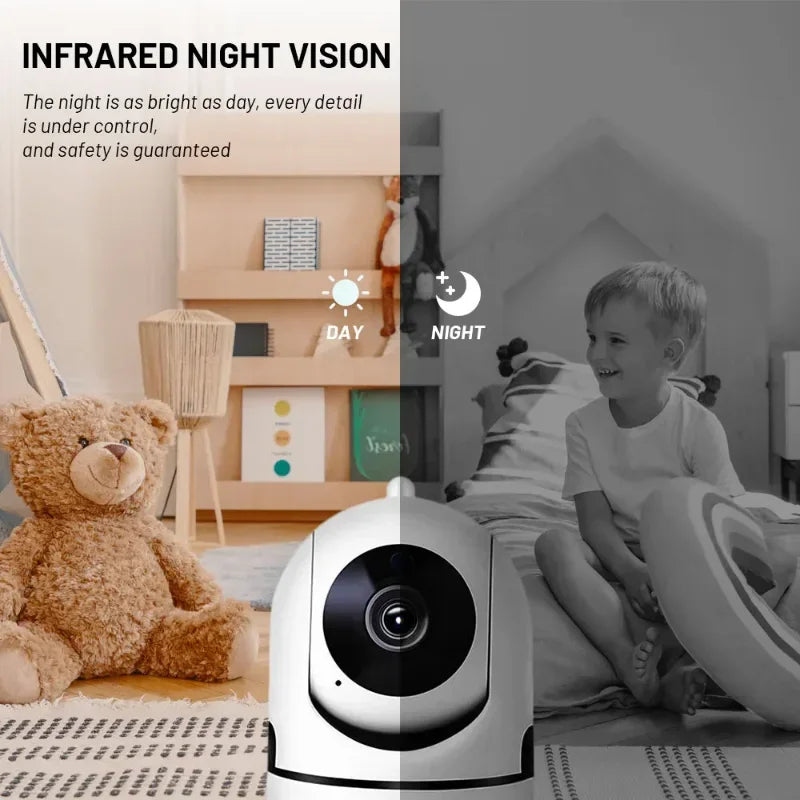 Mini Câmera WiFi Lenovo 1080P – Rastreamento Automático, Visão Noturna e Monitor de Bebês