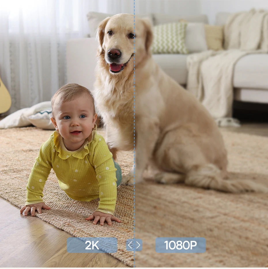 Câmera de Segurança Baseus 3MP 2K Pan & Tilt WiFi com Rastreamento IA, Visão 360° e Áudio Bidirecional