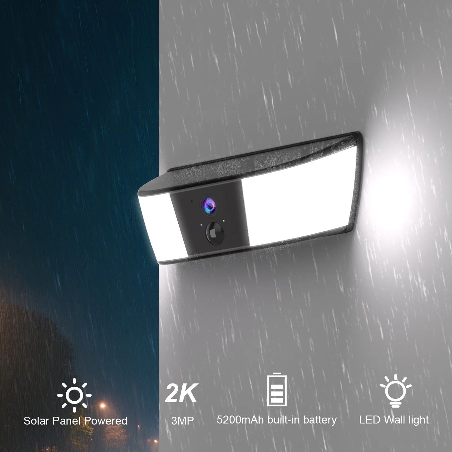 Câmera de Segurança Solar 2K com Visão Noturna Colorida e Bateria 5200mAh - WiFi 2.4G