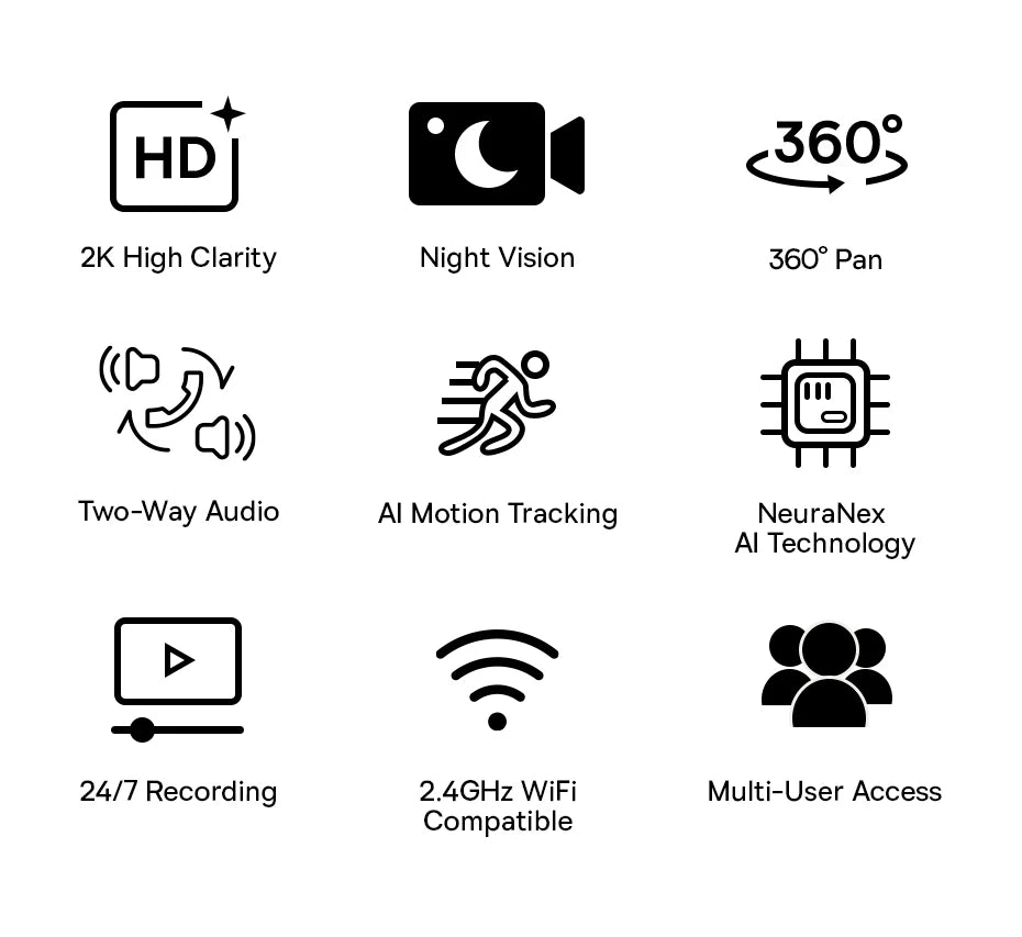 Câmera Baseus P1 Lite 2K 3MP 360° WiFi com Rastreamento IA - Segurança Residencial