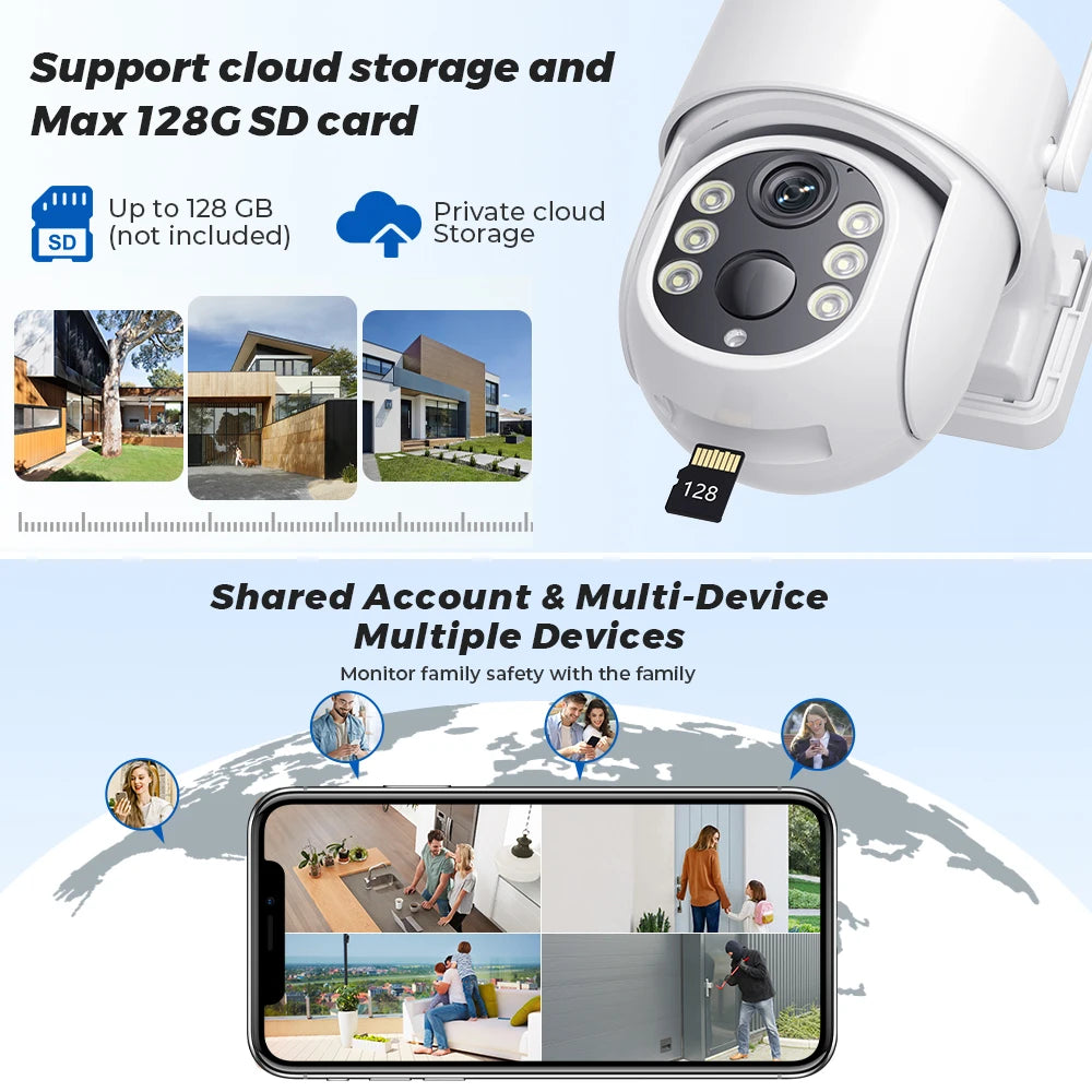 2k 4mp tuya câmera de segurança inteligente sem fio ao ar livre wifi câmera movida a energia solar cor cheia visão noturna humano rastreamento automático ip65