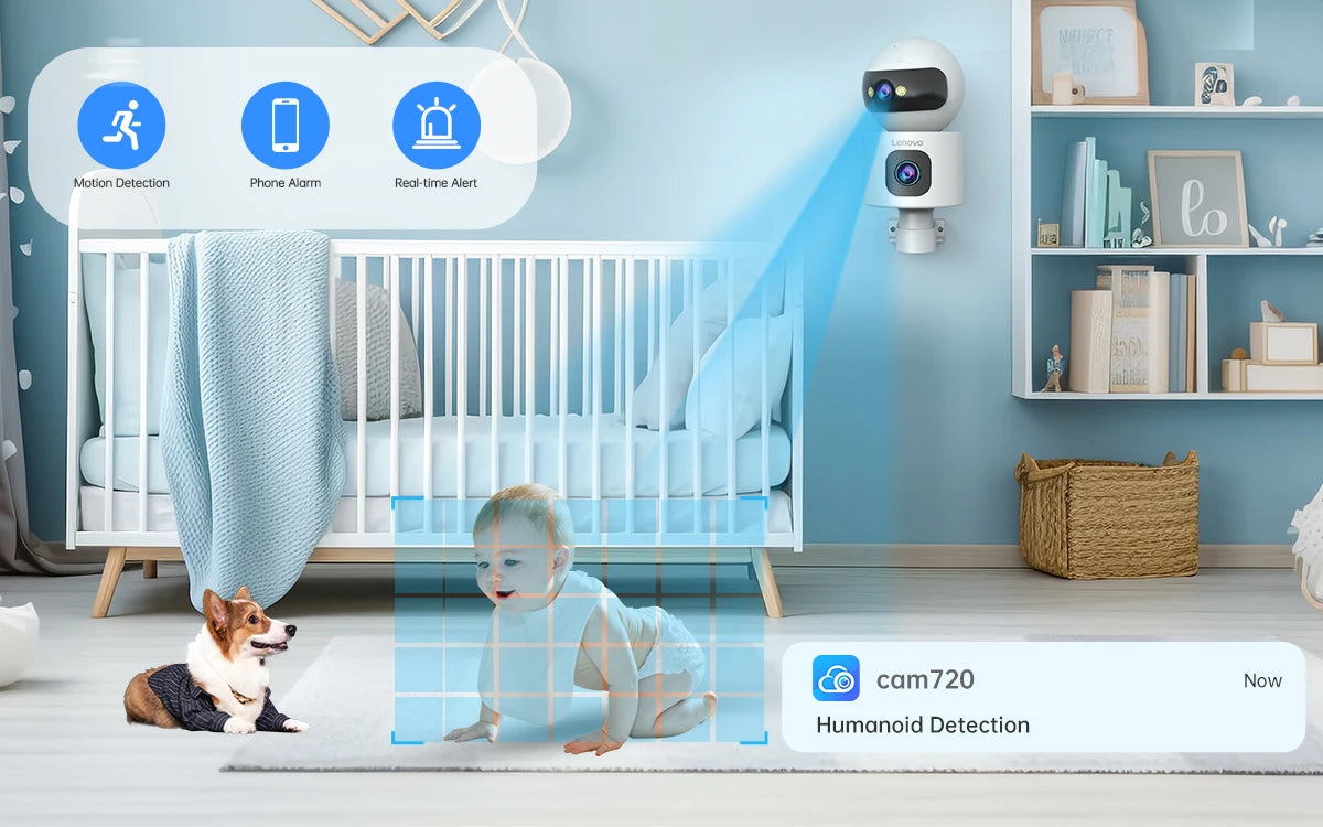 Câmera de Segurança Lenovo 4K IP Lente Dupla 5G WiFi Dual-Band com Rastreamento Automático, Visão Noturna Colorida e IP66