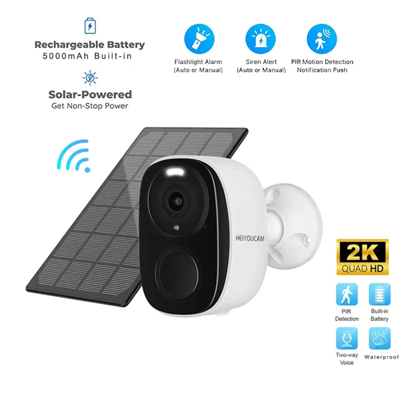 Câmera de Segurança HEIYOUCAM BW4 2K/3MP Solar WiFi com Holofote e Sirene - IP66